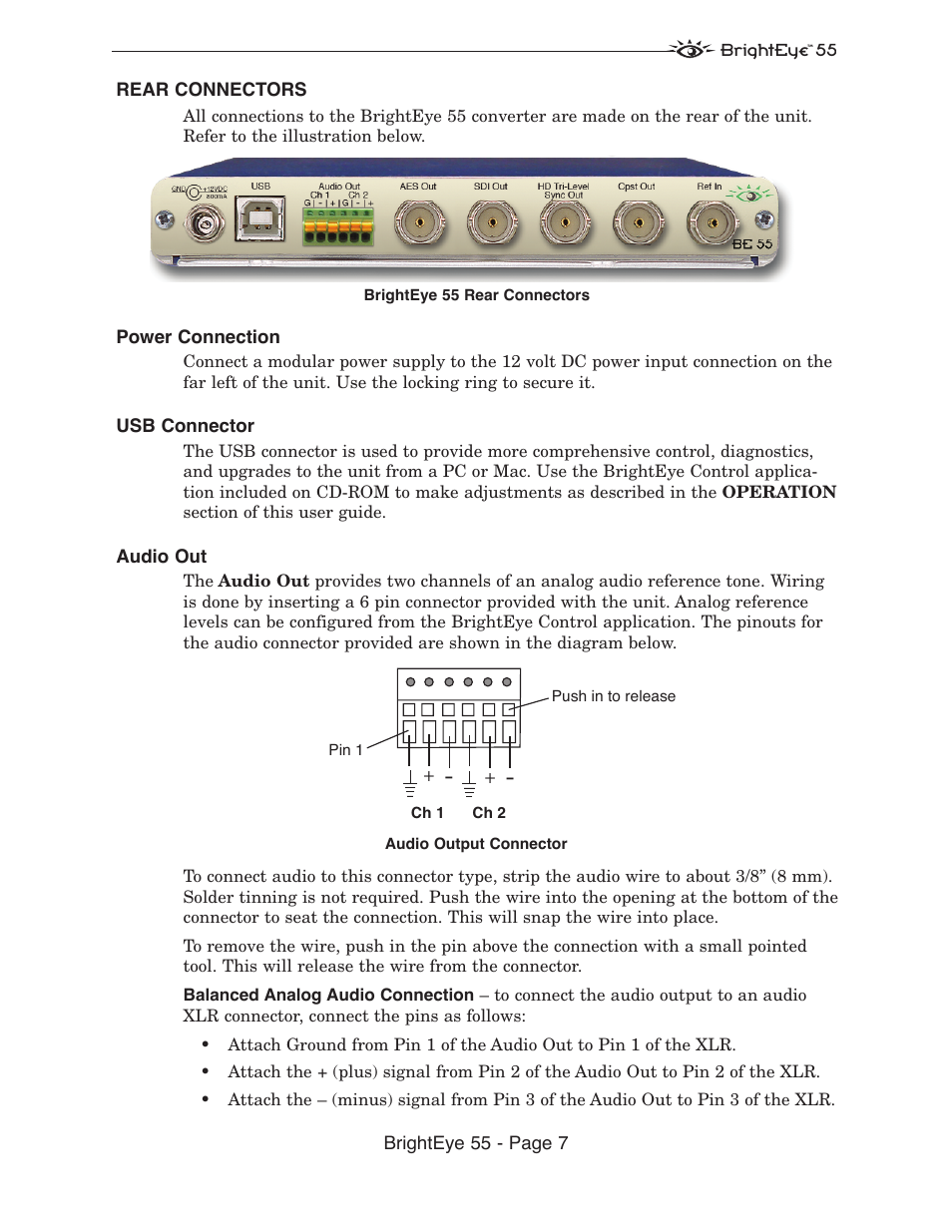 Ensemble Designs BrightEye 55 Genlockable Sync Generator and Test Signal Generator User Manual | Page 7 / 26