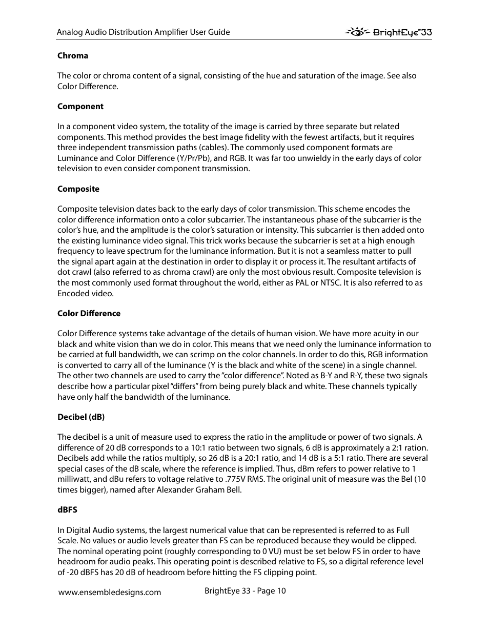 Ensemble Designs BrightEye 33 Analog Audio Distribution Amplifier User Manual | Page 10 / 15