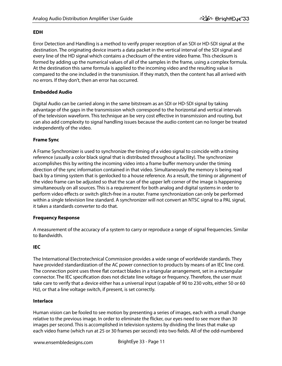 Ensemble Designs BrightEye 33 Analog Audio Distribution Amplifier User Manual | Page 11 / 15