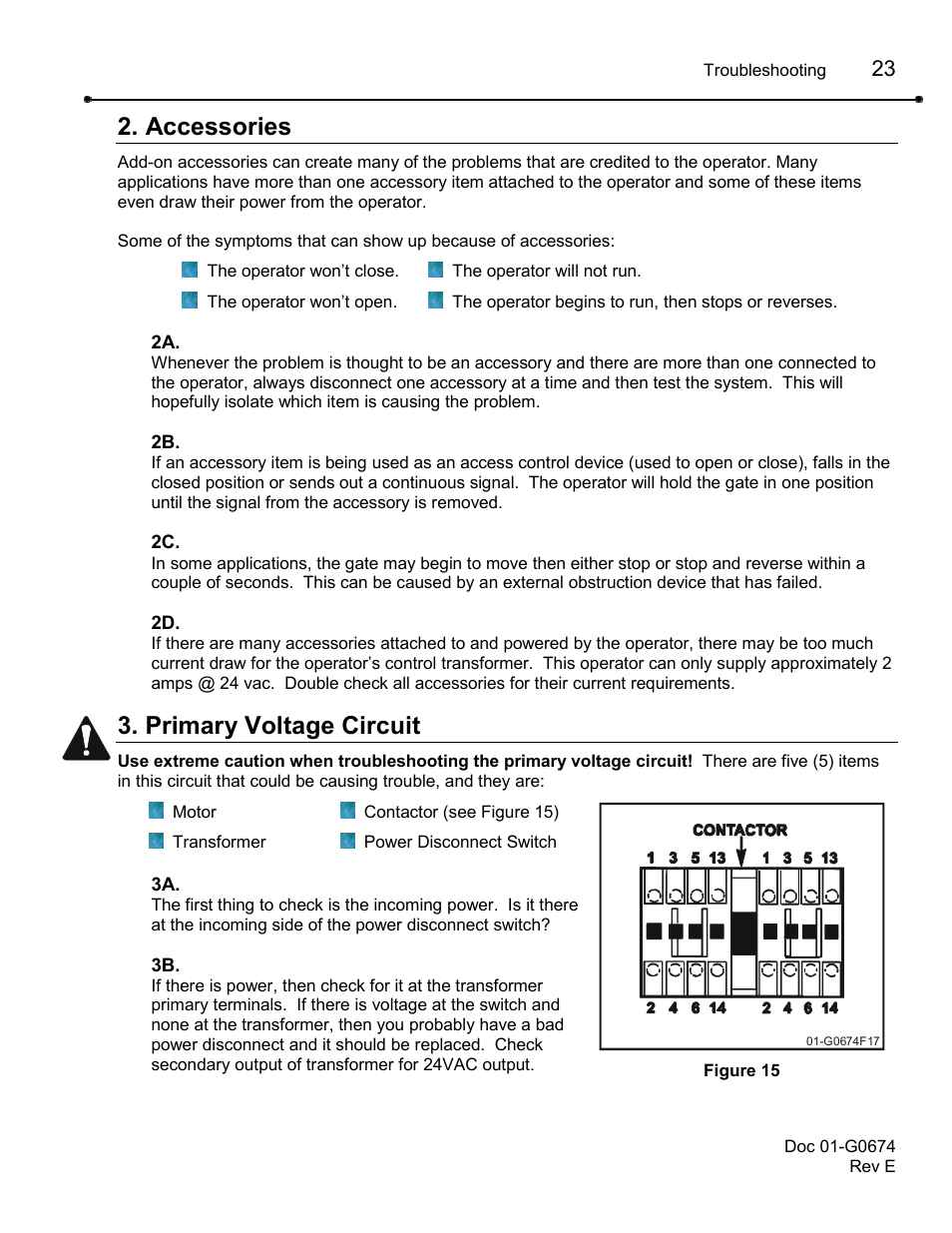 Accessories, Primary voltage circuit | Chamberlain BG790 User Manual | Page 23 / 32