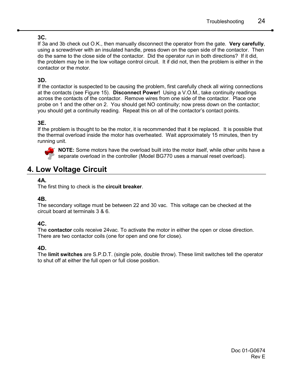 Low voltage circuit | Chamberlain BG790 User Manual | Page 24 / 32