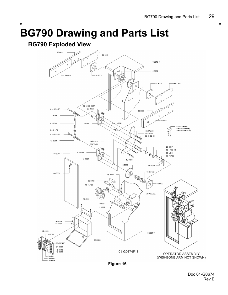 Bg790 drawing and parts list | Chamberlain BG790 User Manual | Page 29 / 32