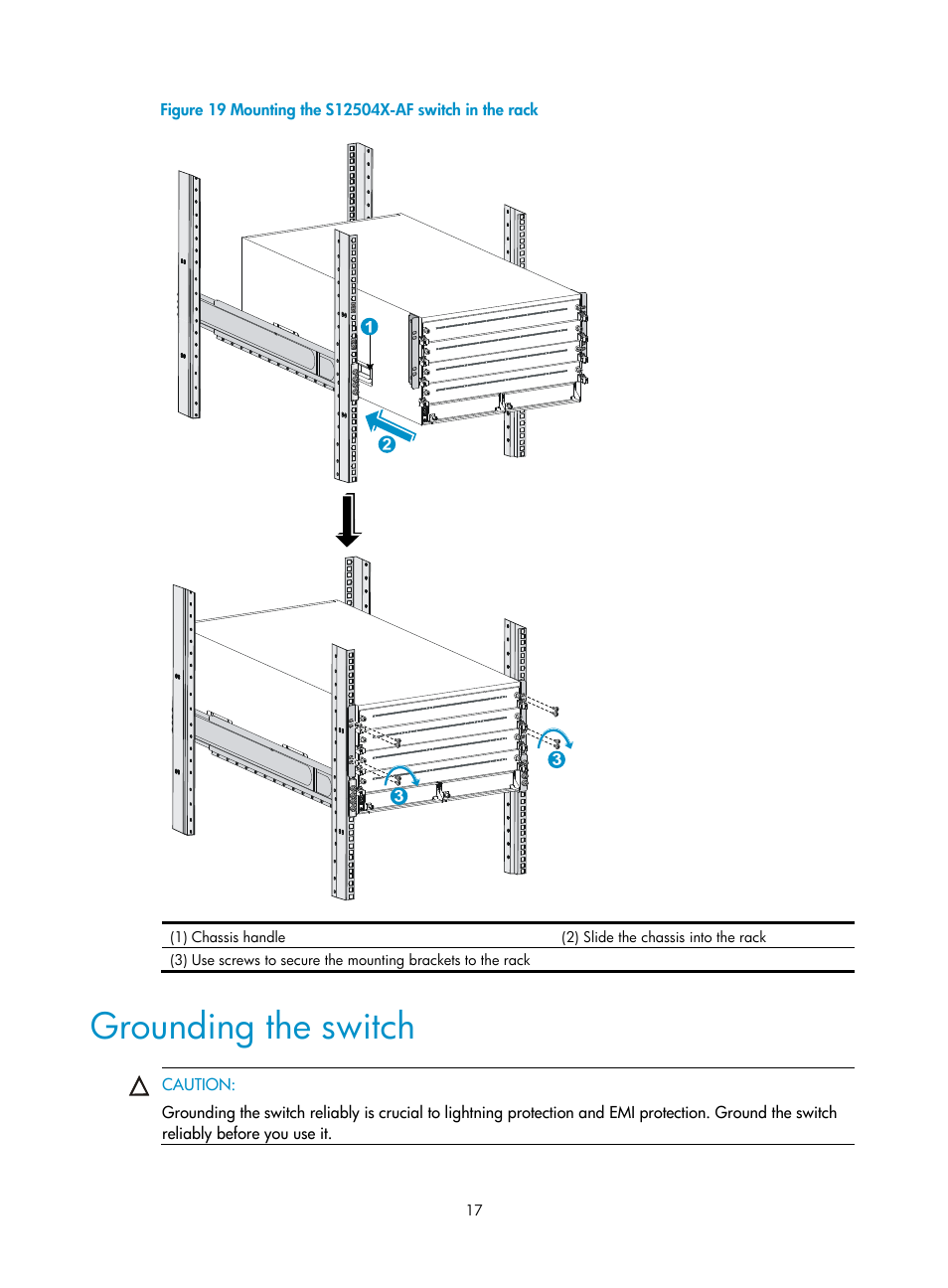 Grounding the switch, Figure 19 | H3C Technologies H3C S12500X-AF Series Switches User Manual | Page 21 / 53