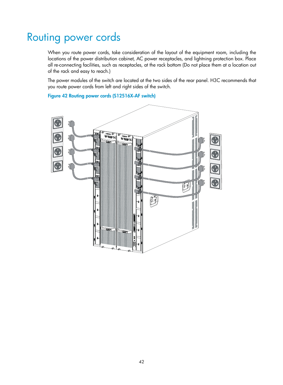 Routing power cords | H3C Technologies H3C S12500X-AF Series Switches User Manual | Page 46 / 53