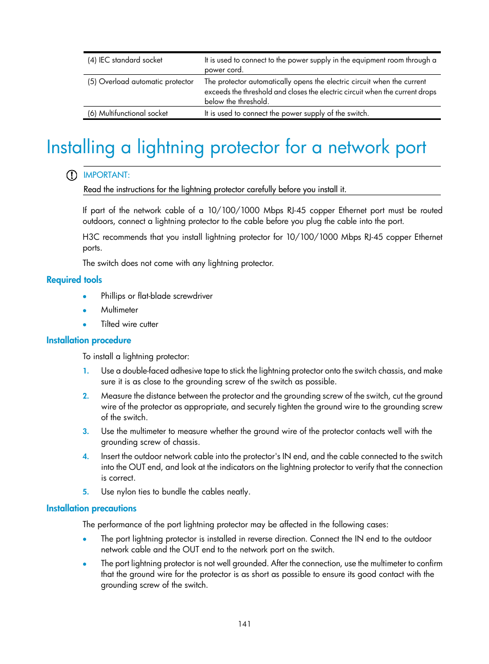 Required tools, Installation procedure, Installation precautions | H3C Technologies H3C S12500 Series Switches User Manual | Page 151 / 170