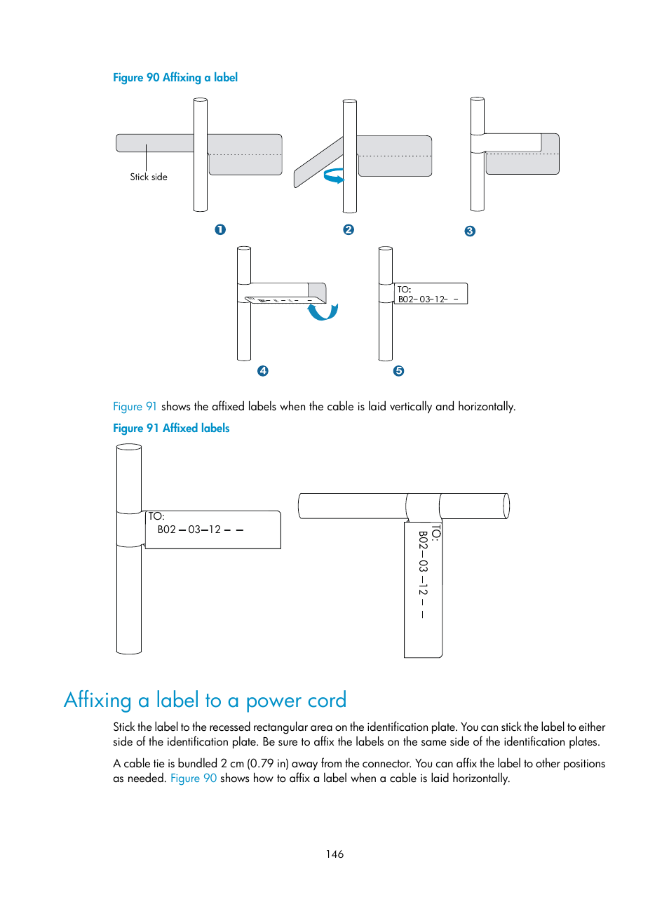 Affixing a label to a power cord | H3C Technologies H3C S12500 Series Switches User Manual | Page 156 / 170