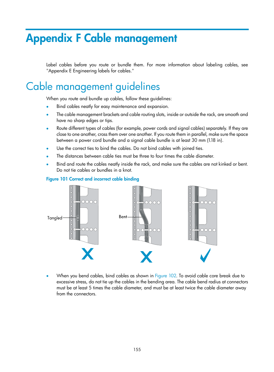 Appendix f cable management, Cable management guidelines | H3C Technologies H3C S12500 Series Switches User Manual | Page 165 / 170