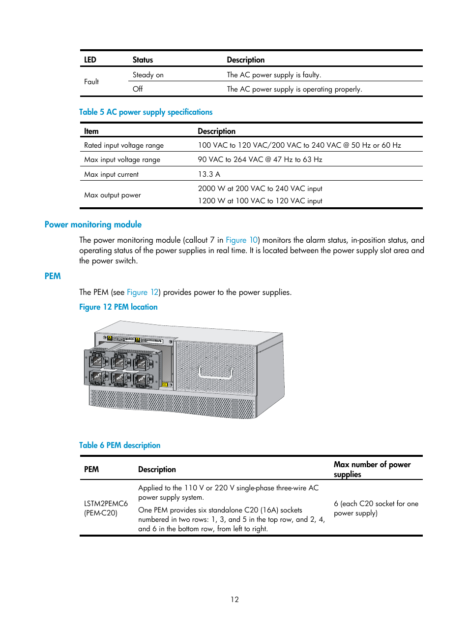 Power monitoring module | H3C Technologies H3C S12500 Series Switches User Manual | Page 22 / 170