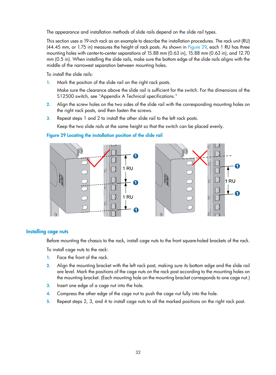 Installing cage nuts | H3C Technologies H3C S12500 Series Switches User Manual | Page 42 / 170