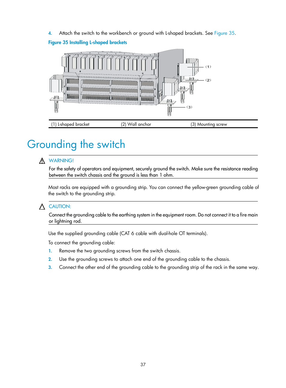 Grounding the switch | H3C Technologies H3C S12500 Series Switches User Manual | Page 47 / 170