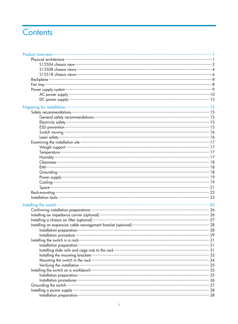 H3C Technologies H3C S12500 Series Switches User Manual | Page 7 / 170