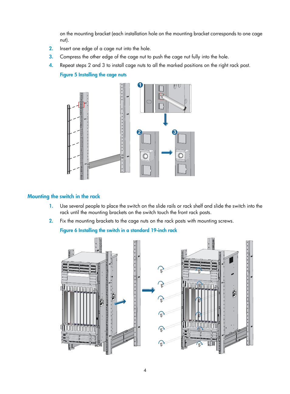 Mounting the switch in the rack | H3C Technologies H3C S12500 Series Switches User Manual | Page 7 / 19