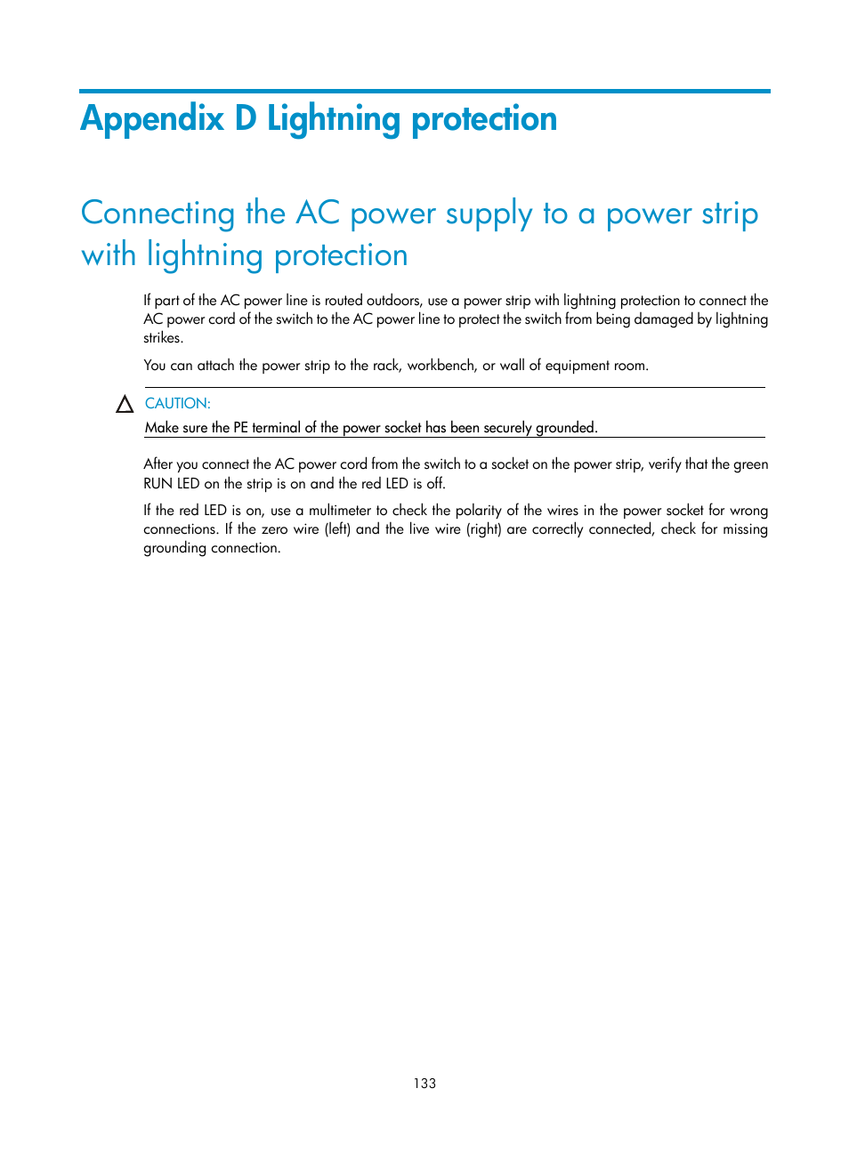 Appendix d lightning protection | H3C Technologies H3C S12500 Series Switches User Manual | Page 143 / 163