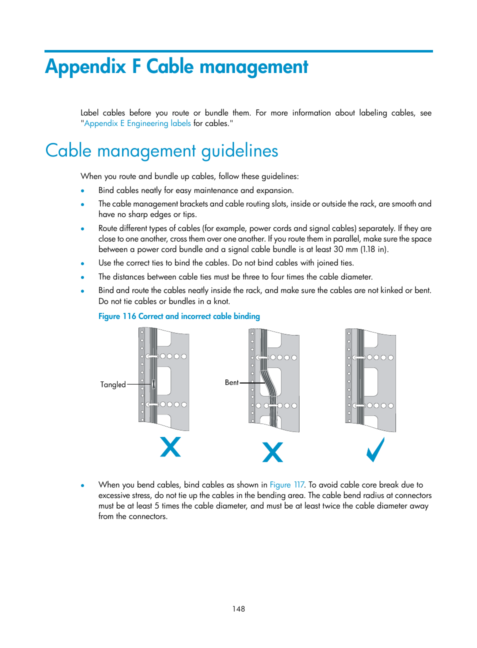 Appendix f cable management, Cable management guidelines | H3C Technologies H3C S12500 Series Switches User Manual | Page 158 / 163