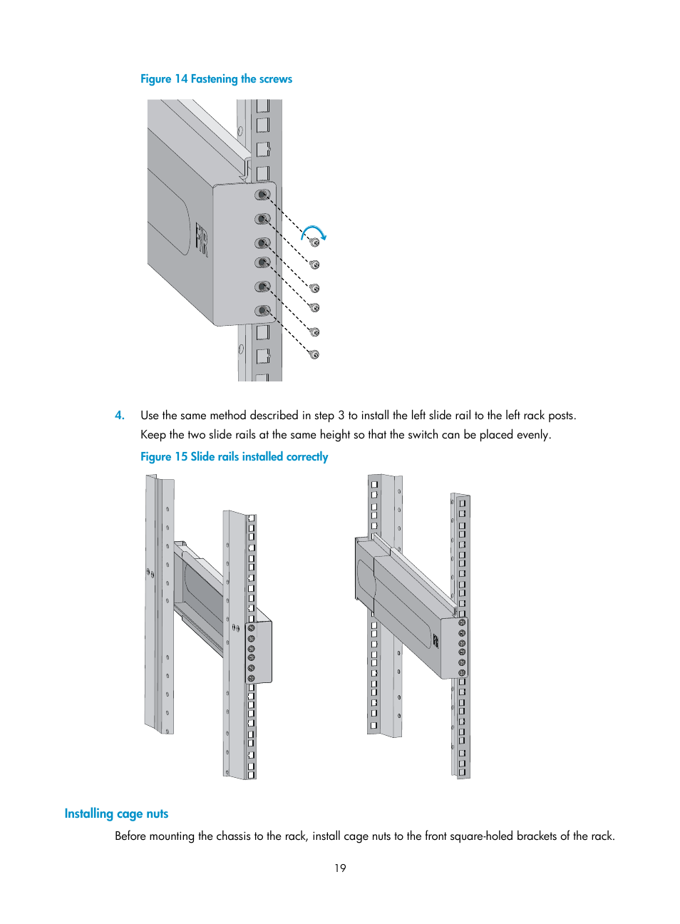 Installing cage nuts | H3C Technologies H3C S12500 Series Switches User Manual | Page 29 / 163