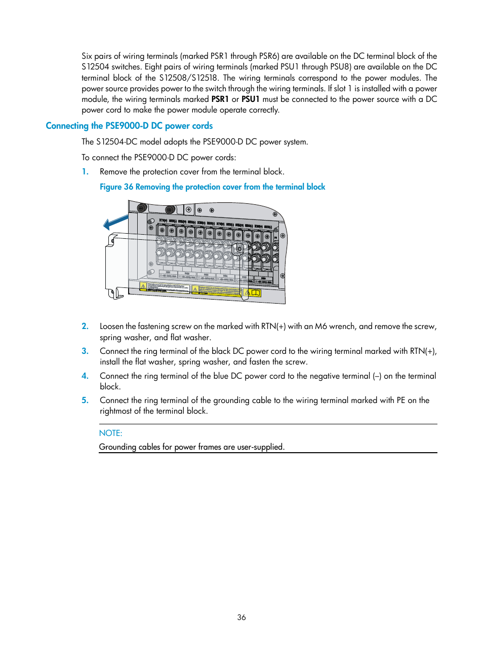 Connecting the pse9000-d dc power cords | H3C Technologies H3C S12500 Series Switches User Manual | Page 46 / 163