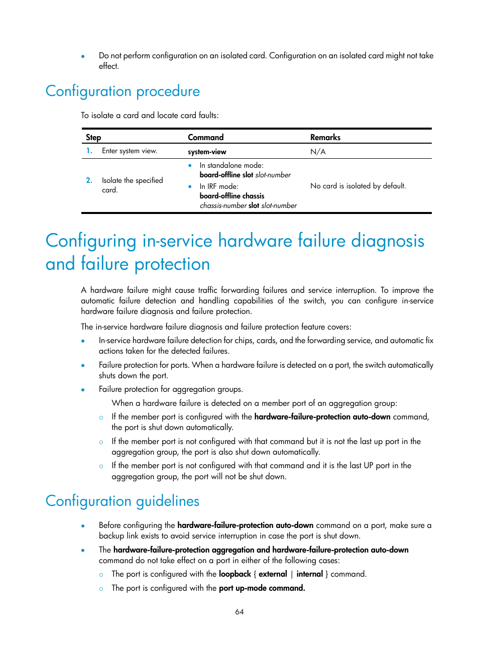 Configuration procedure, Configuration guidelines | H3C Technologies H3C S12500 Series Switches User Manual | Page 74 / 163