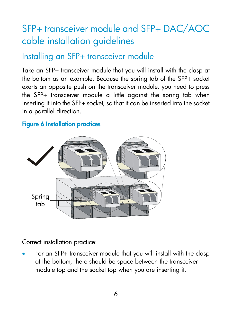 Installing an sfp+ transceiver module | H3C Technologies H3C S12500 Series Switches User Manual | Page 6 / 8