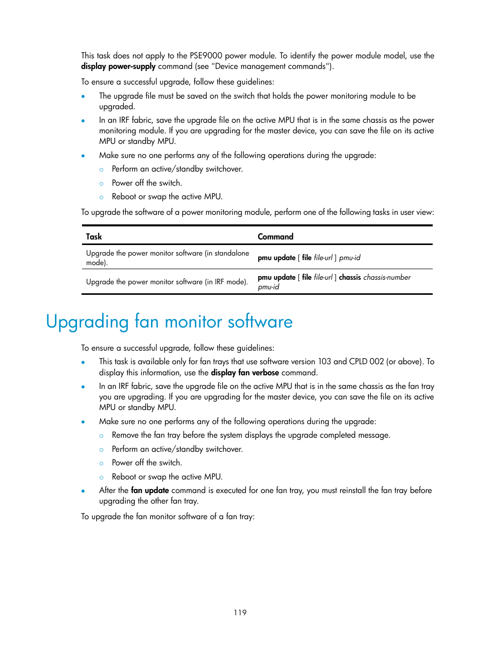 Upgrading fan monitor software | H3C Technologies H3C S12500 Series Switches User Manual | Page 131 / 237