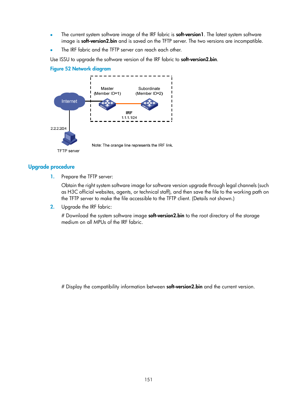 Upgrade procedure | H3C Technologies H3C S12500 Series Switches User Manual | Page 163 / 237