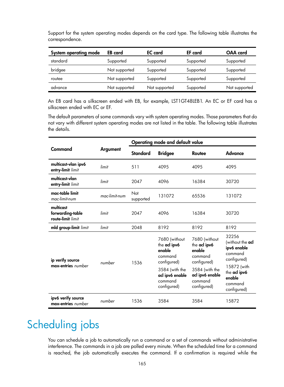 Scheduling jobs | H3C Technologies H3C S12500 Series Switches User Manual | Page 177 / 237