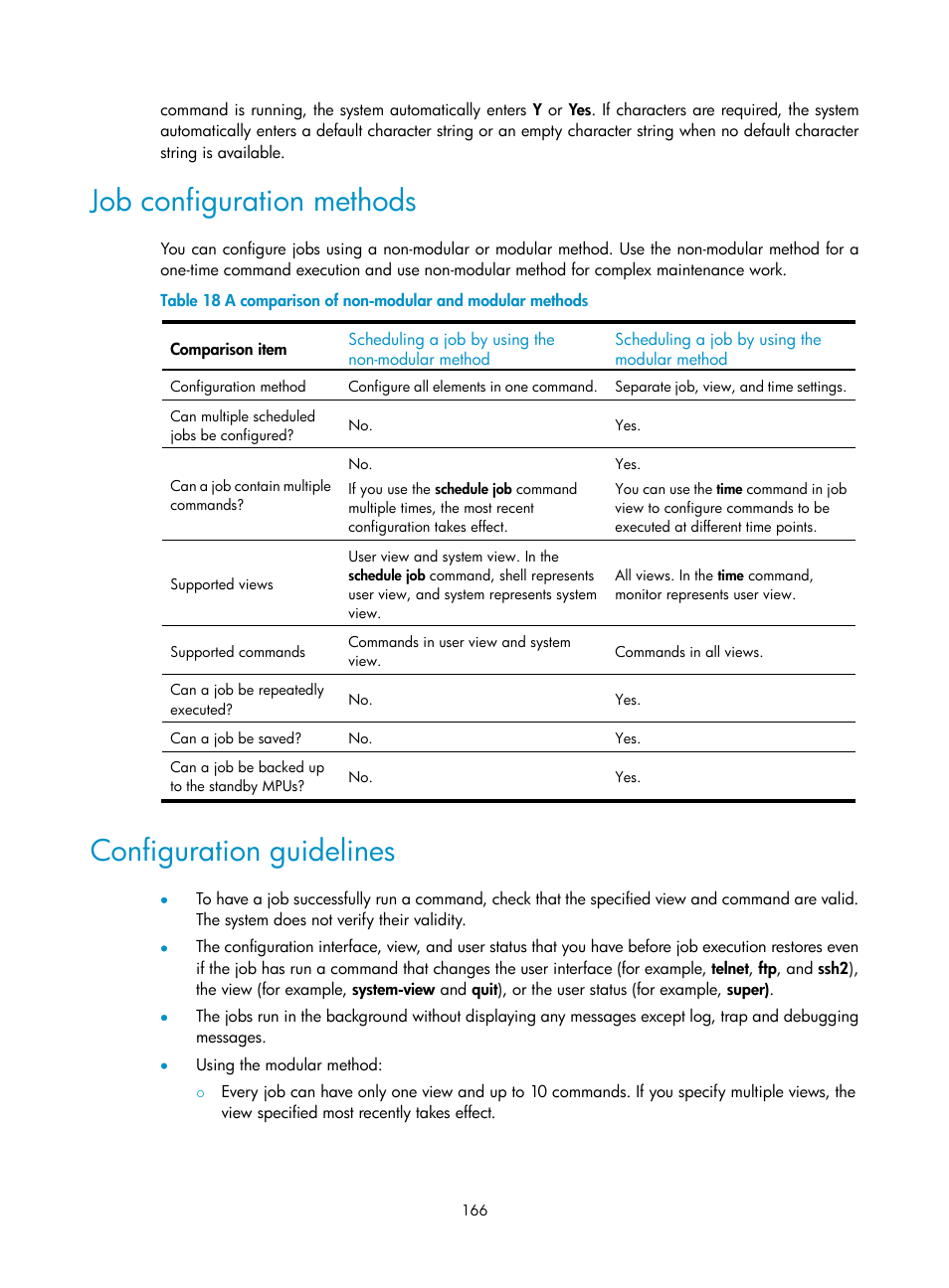 Job configuration methods, Configuration guidelines | H3C Technologies H3C S12500 Series Switches User Manual | Page 178 / 237