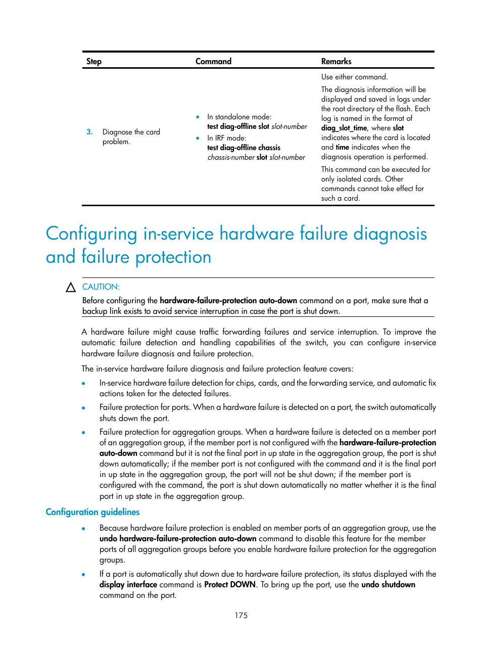 Configuration guidelines | H3C Technologies H3C S12500 Series Switches User Manual | Page 187 / 237