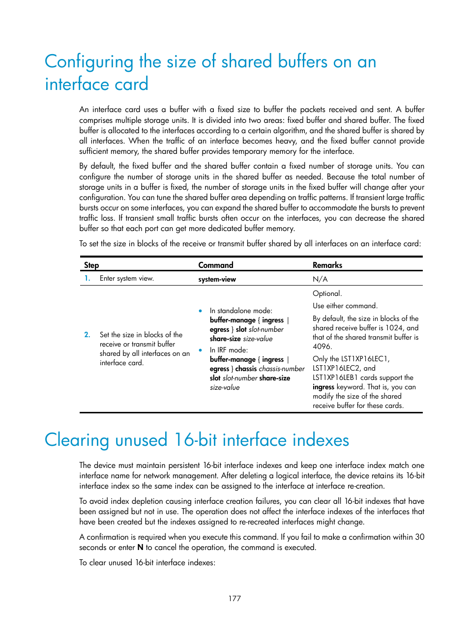 Clearing unused 16-bit interface indexes | H3C Technologies H3C S12500 Series Switches User Manual | Page 189 / 237