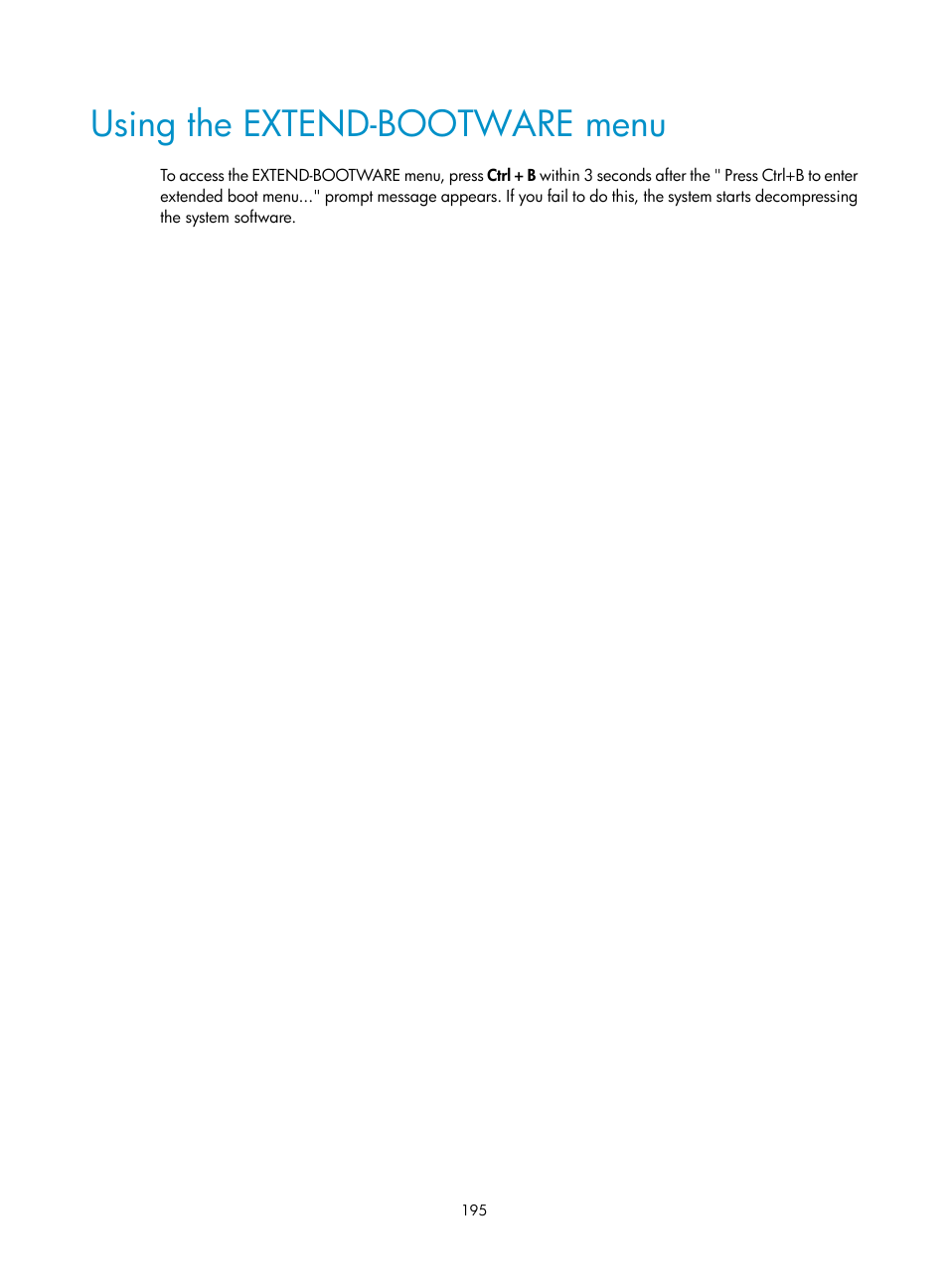 Using the extend-bootware menu, Using the extend-bootware, Menu | H3C Technologies H3C S12500 Series Switches User Manual | Page 207 / 237