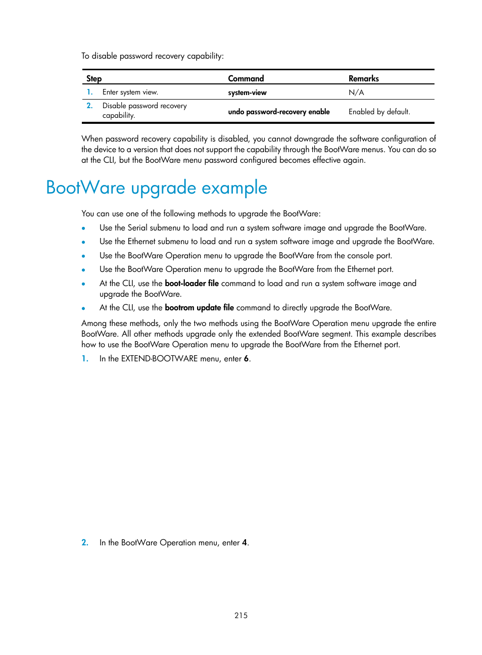 Bootware upgrade example | H3C Technologies H3C S12500 Series Switches User Manual | Page 227 / 237