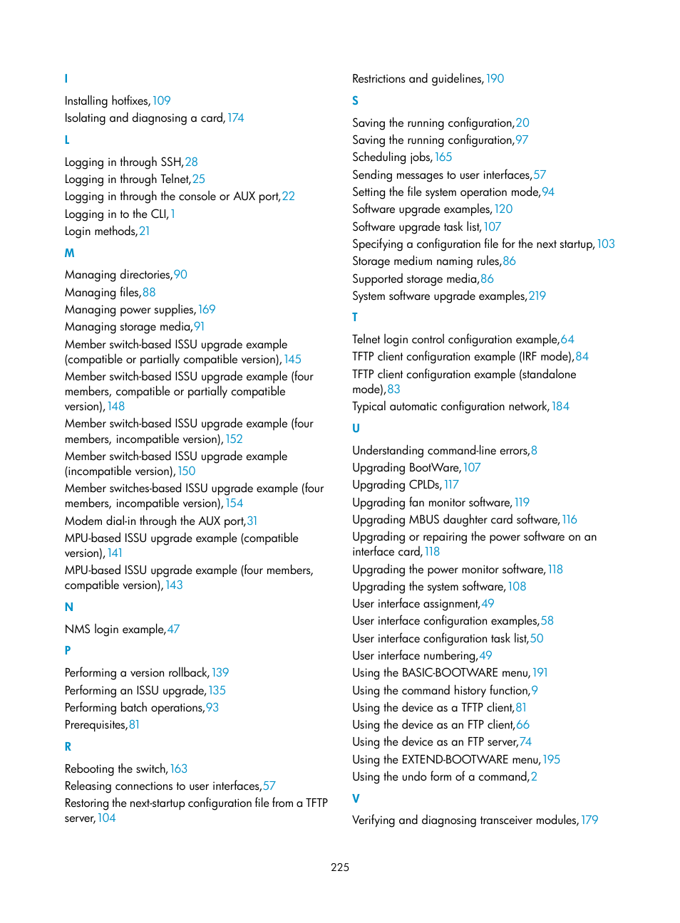 I l m n p r, S t u v | H3C Technologies H3C S12500 Series Switches User Manual | Page 237 / 237