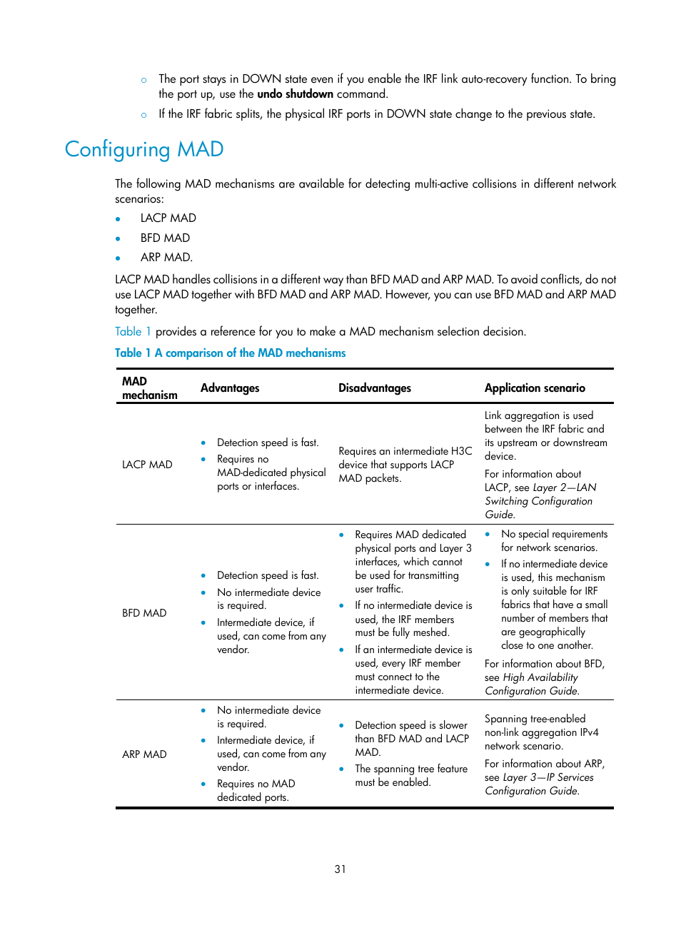 Configuring mad | H3C Technologies H3C S12500 Series Switches User Manual | Page 39 / 64
