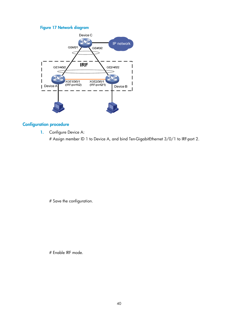 Configuration procedure | H3C Technologies H3C S12500 Series Switches User Manual | Page 48 / 64