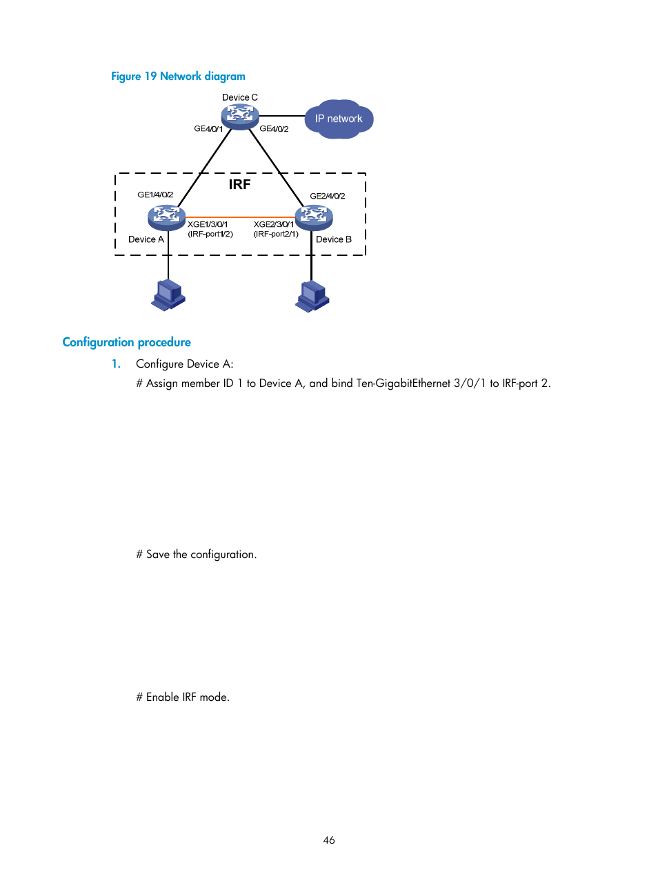 Configuration procedure | H3C Technologies H3C S12500 Series Switches User Manual | Page 54 / 64