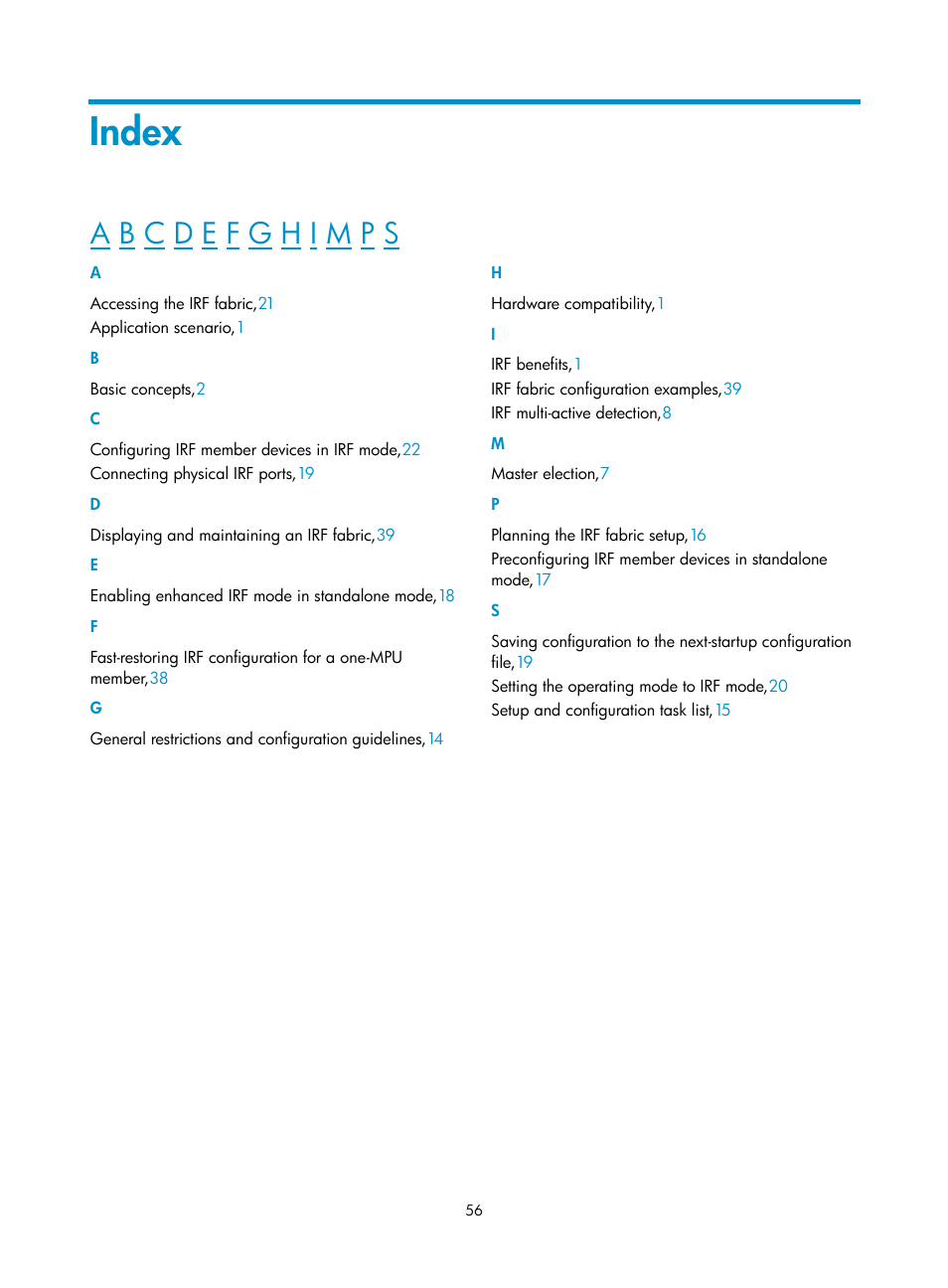 Index | H3C Technologies H3C S12500 Series Switches User Manual | Page 64 / 64