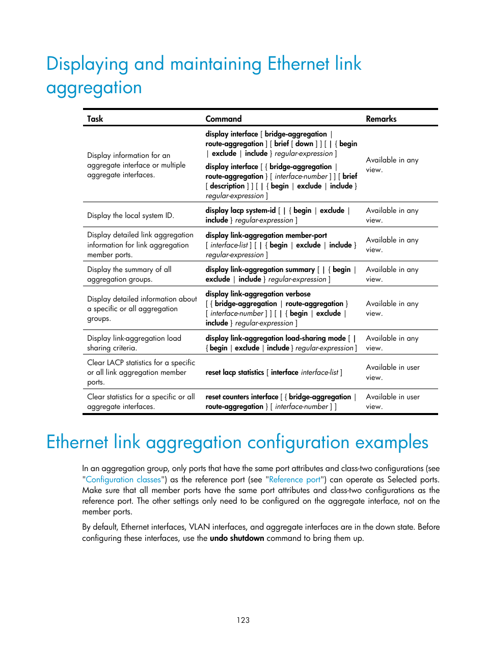 Ethernet link aggregation configuration examples | H3C Technologies H3C S12500 Series Switches User Manual | Page 136 / 270