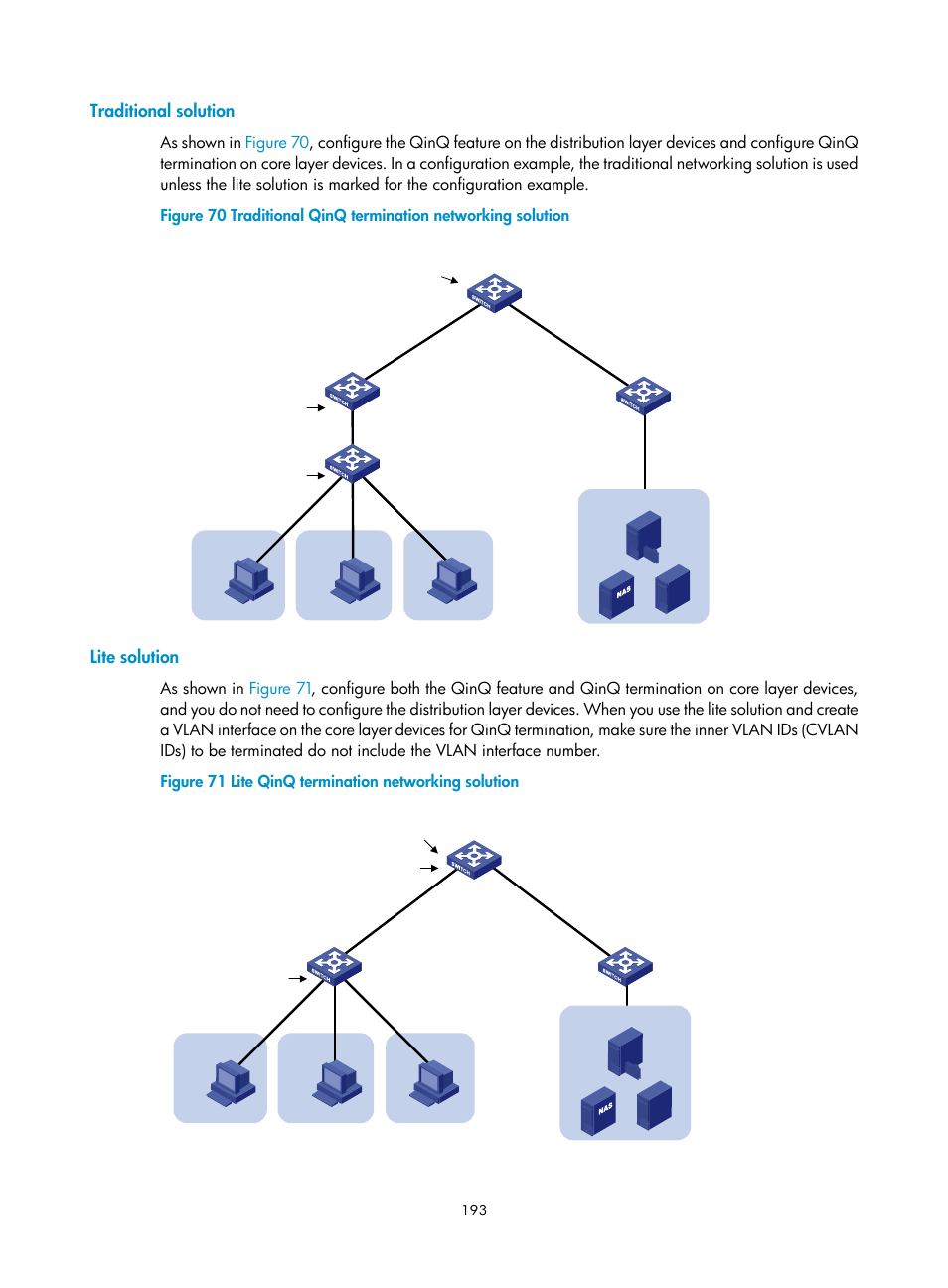 Traditional solution, Lite solution | H3C Technologies H3C S12500 Series Switches User Manual | Page 206 / 270