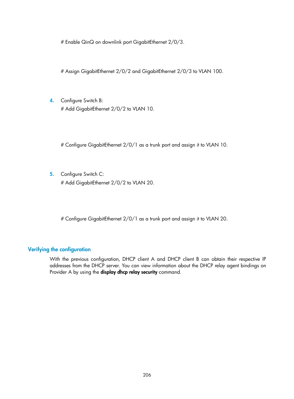 Verifying the configuration | H3C Technologies H3C S12500 Series Switches User Manual | Page 219 / 270