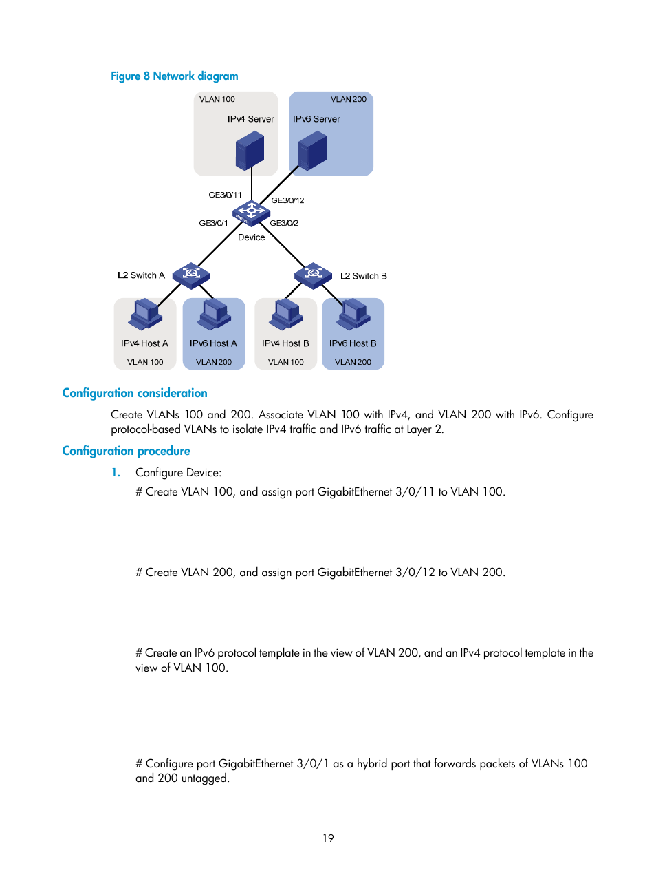 Configuration consideration, Configuration procedure | H3C Technologies H3C S12500 Series Switches User Manual | Page 32 / 270