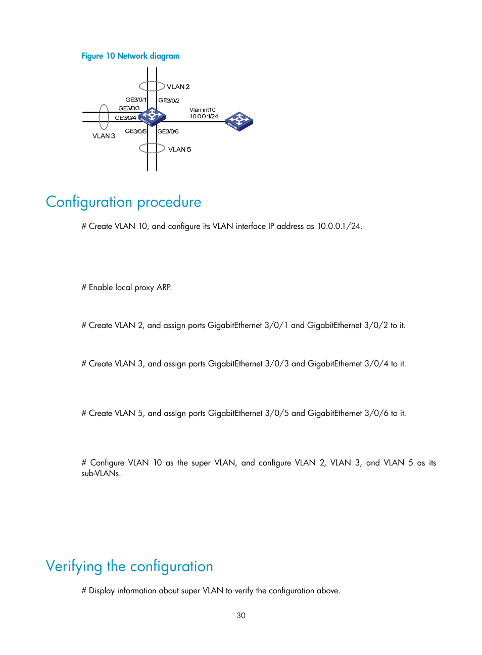 Configuration procedure, Verifying the configuration | H3C Technologies H3C S12500 Series Switches User Manual | Page 43 / 270