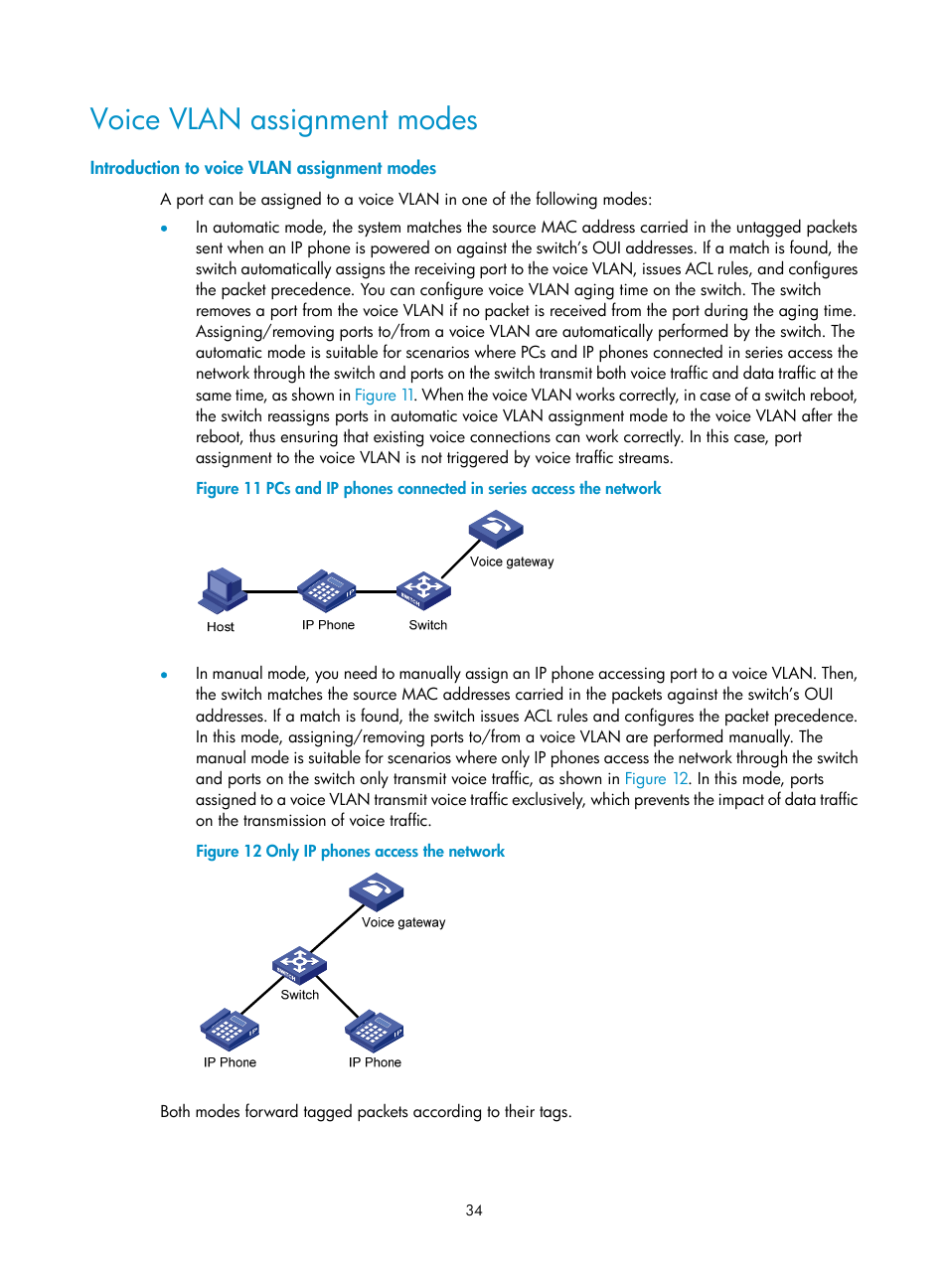 Voice vlan assignment modes, Introduction to voice vlan assignment modes | H3C Technologies H3C S12500 Series Switches User Manual | Page 47 / 270