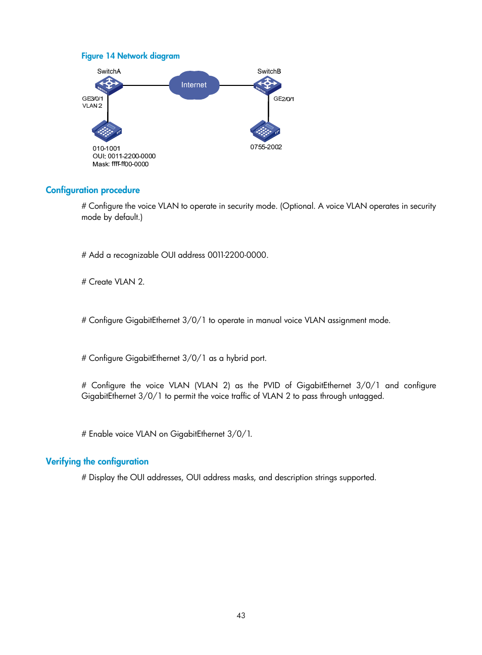 Configuration procedure, Verifying the configuration | H3C Technologies H3C S12500 Series Switches User Manual | Page 56 / 270