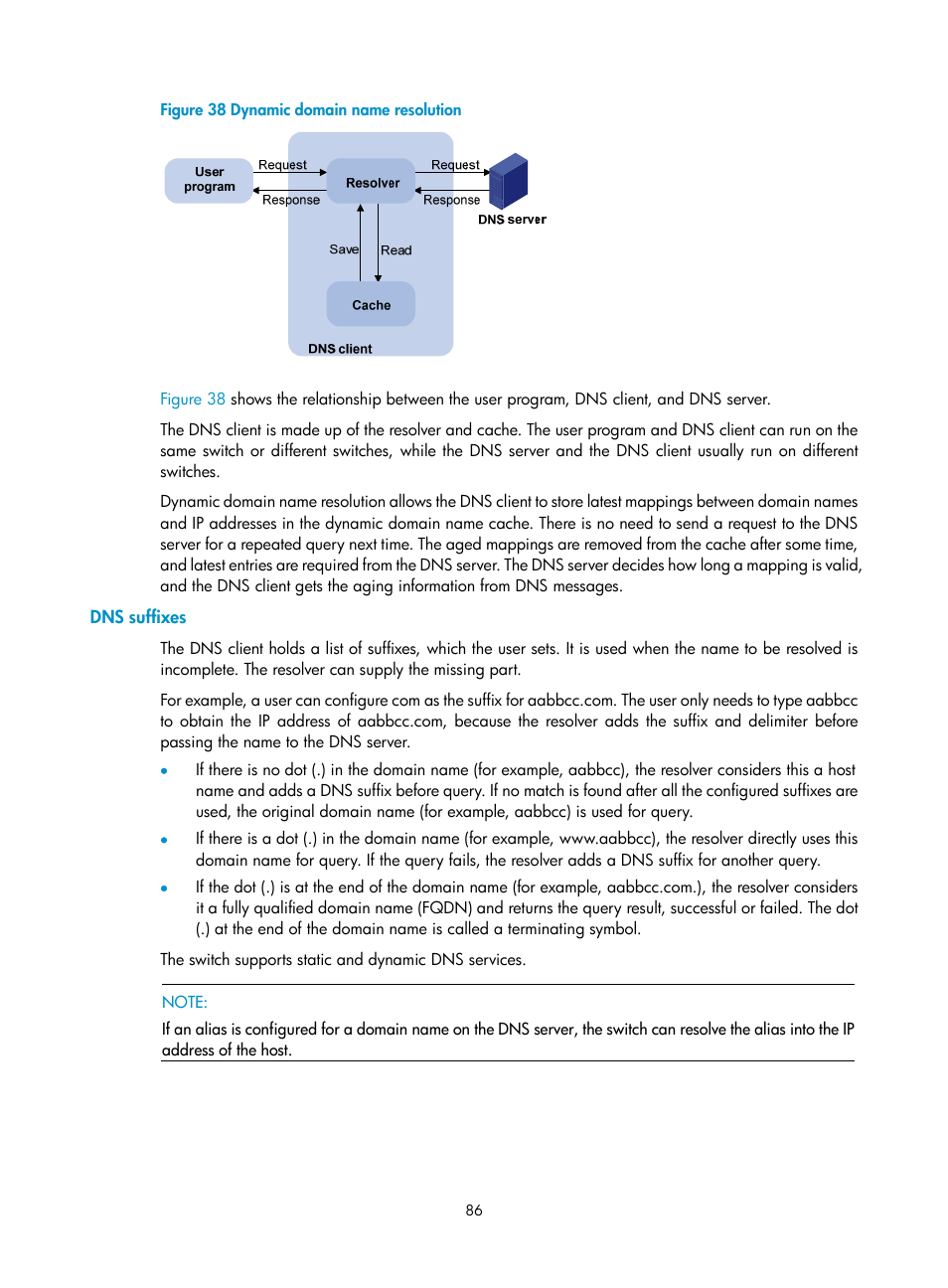 Dns suffixes | H3C Technologies H3C S12500 Series Switches User Manual | Page 100 / 249