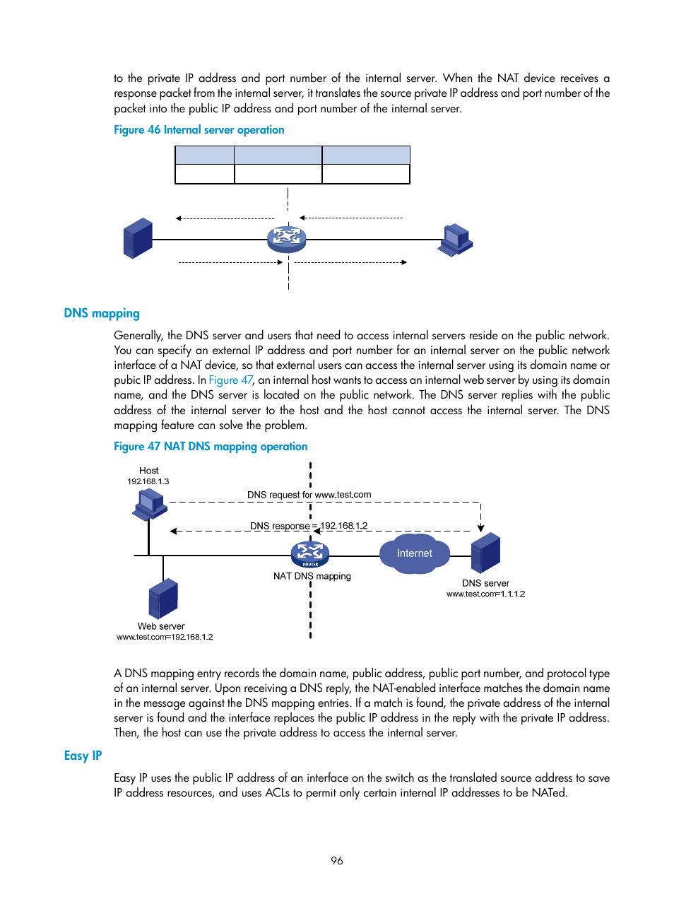 Dns mapping, Easy ip | H3C Technologies H3C S12500 Series Switches User Manual | Page 110 / 249