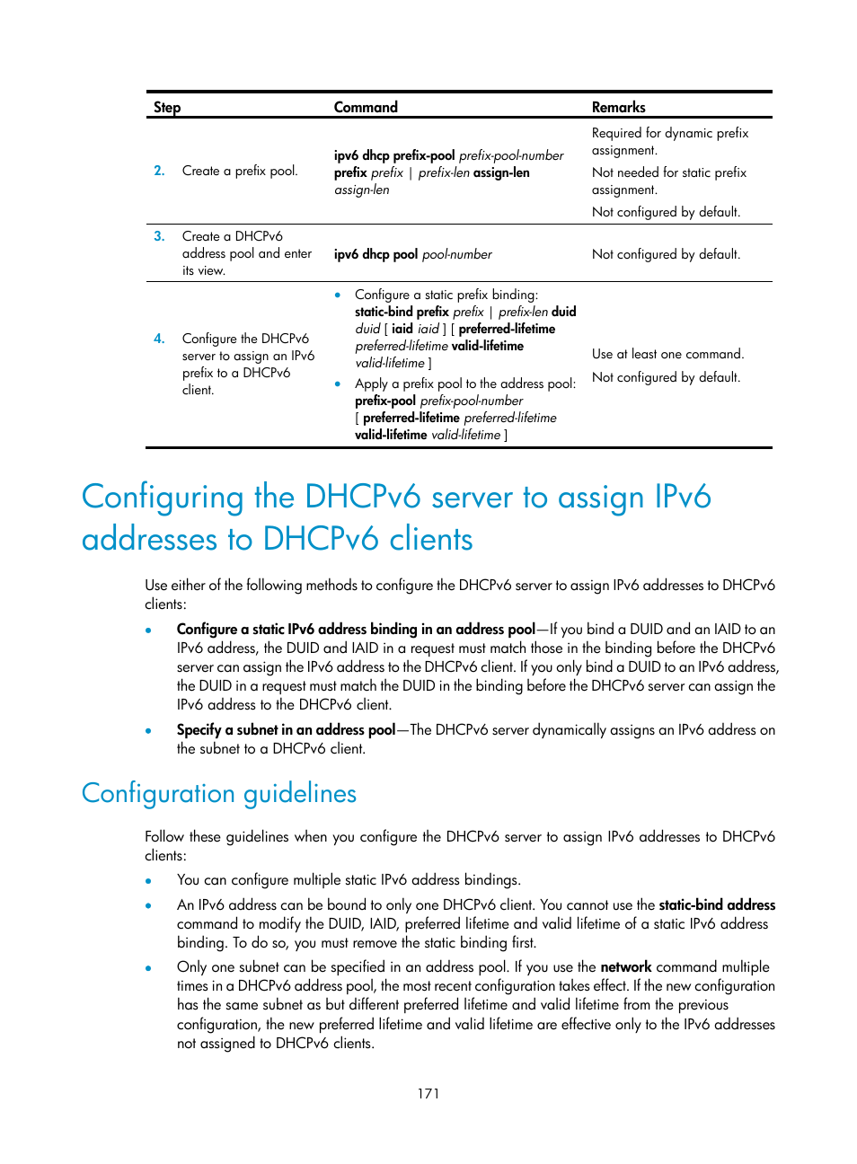 Configuration guidelines | H3C Technologies H3C S12500 Series Switches User Manual | Page 185 / 249