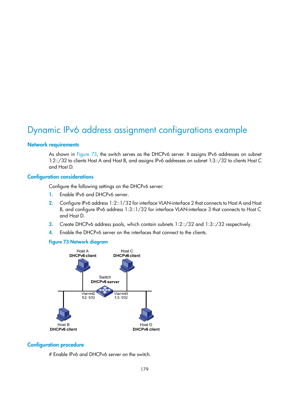 Network requirements, Configuration considerations, Configuration procedure | H3C Technologies H3C S12500 Series Switches User Manual | Page 193 / 249