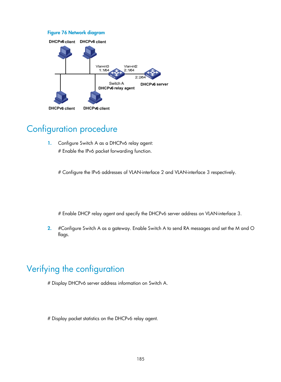 Configuration procedure, Verifying the configuration | H3C Technologies H3C S12500 Series Switches User Manual | Page 199 / 249