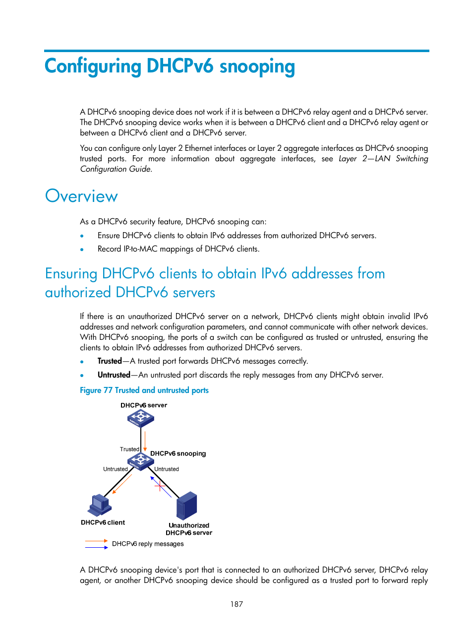 Configuring dhcpv6 snooping, Overview | H3C Technologies H3C S12500 Series Switches User Manual | Page 201 / 249
