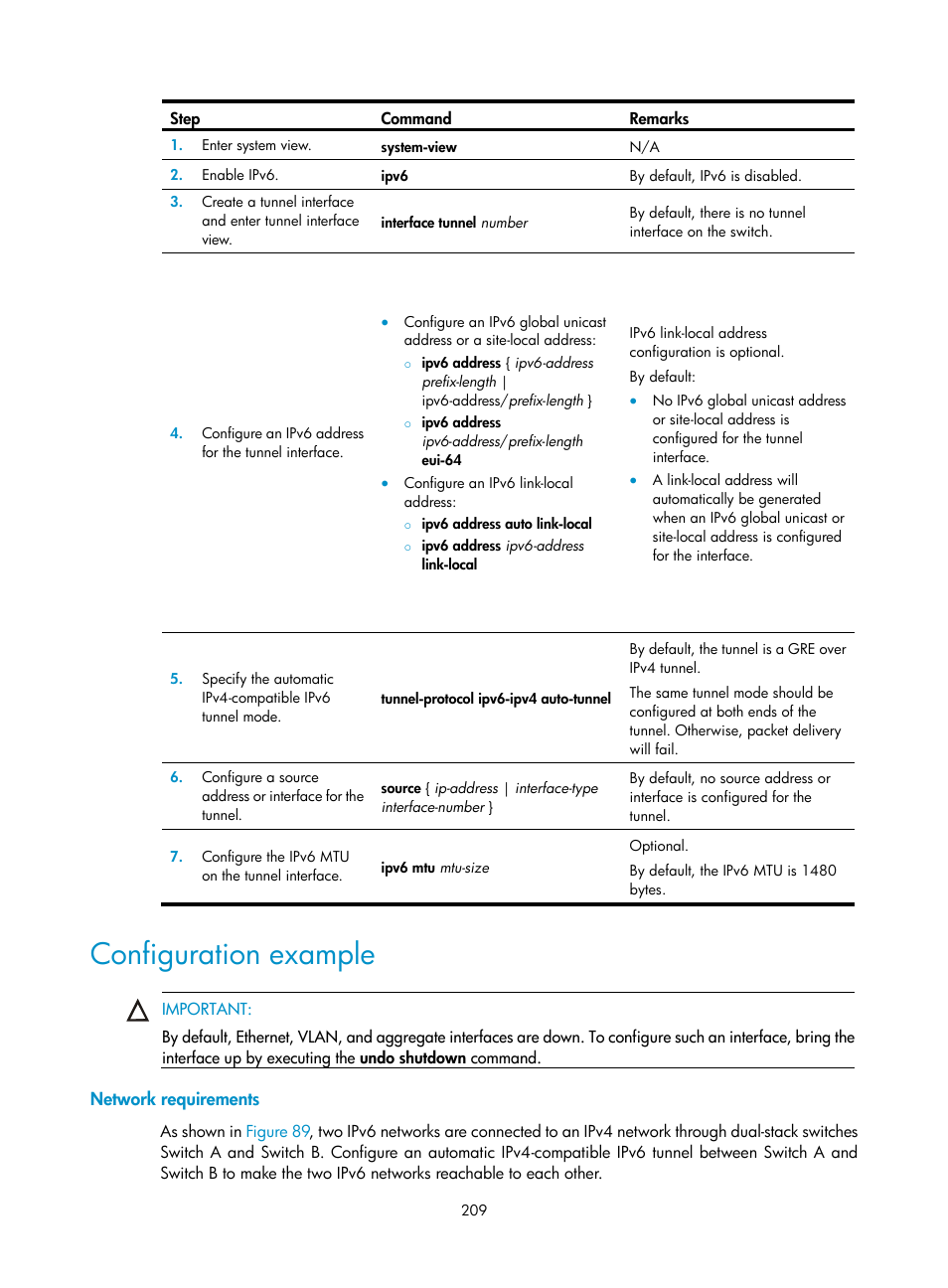 Configuration example, Network requirements | H3C Technologies H3C S12500 Series Switches User Manual | Page 223 / 249