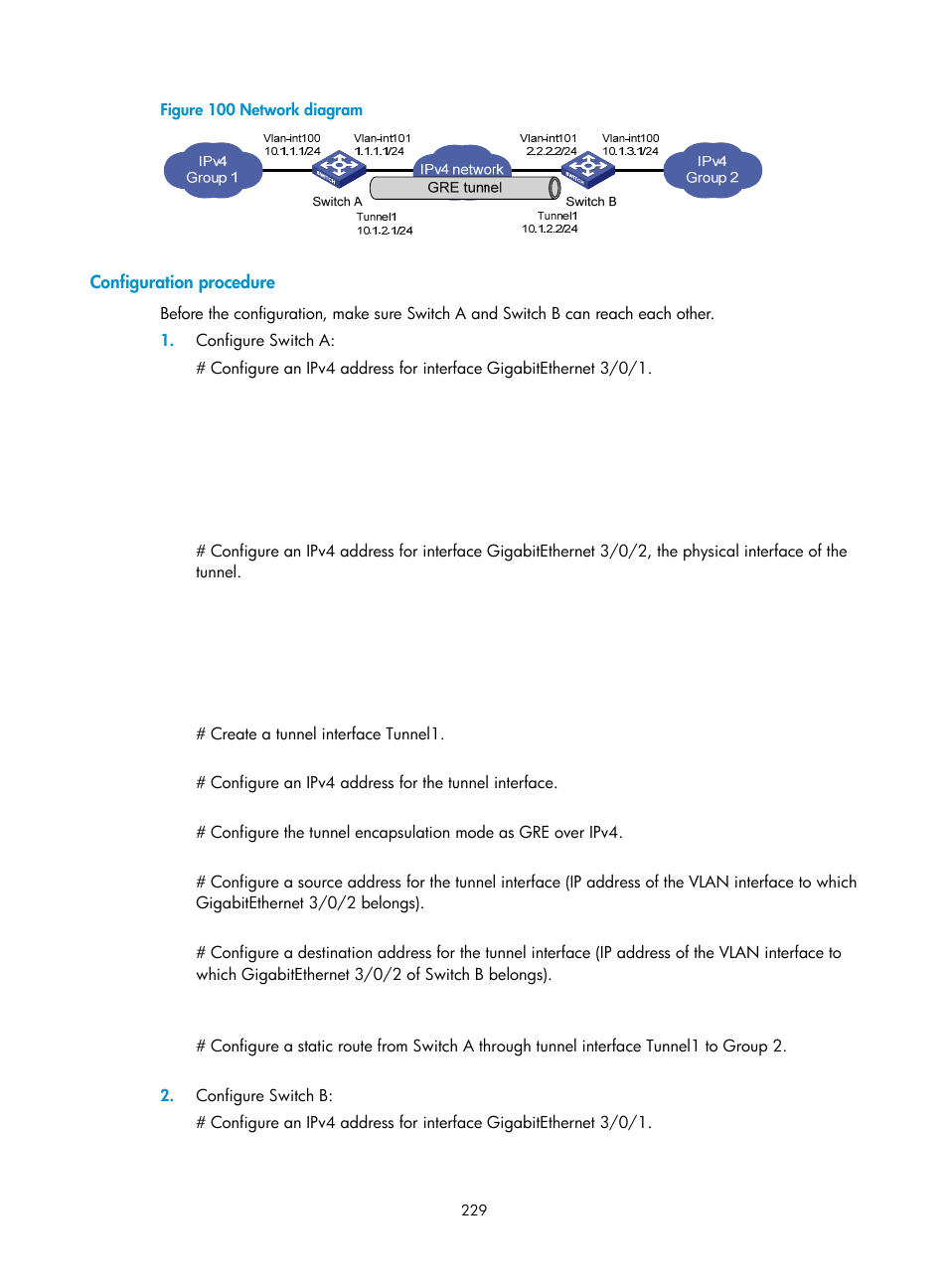 Configuration procedure | H3C Technologies H3C S12500 Series Switches User Manual | Page 243 / 249